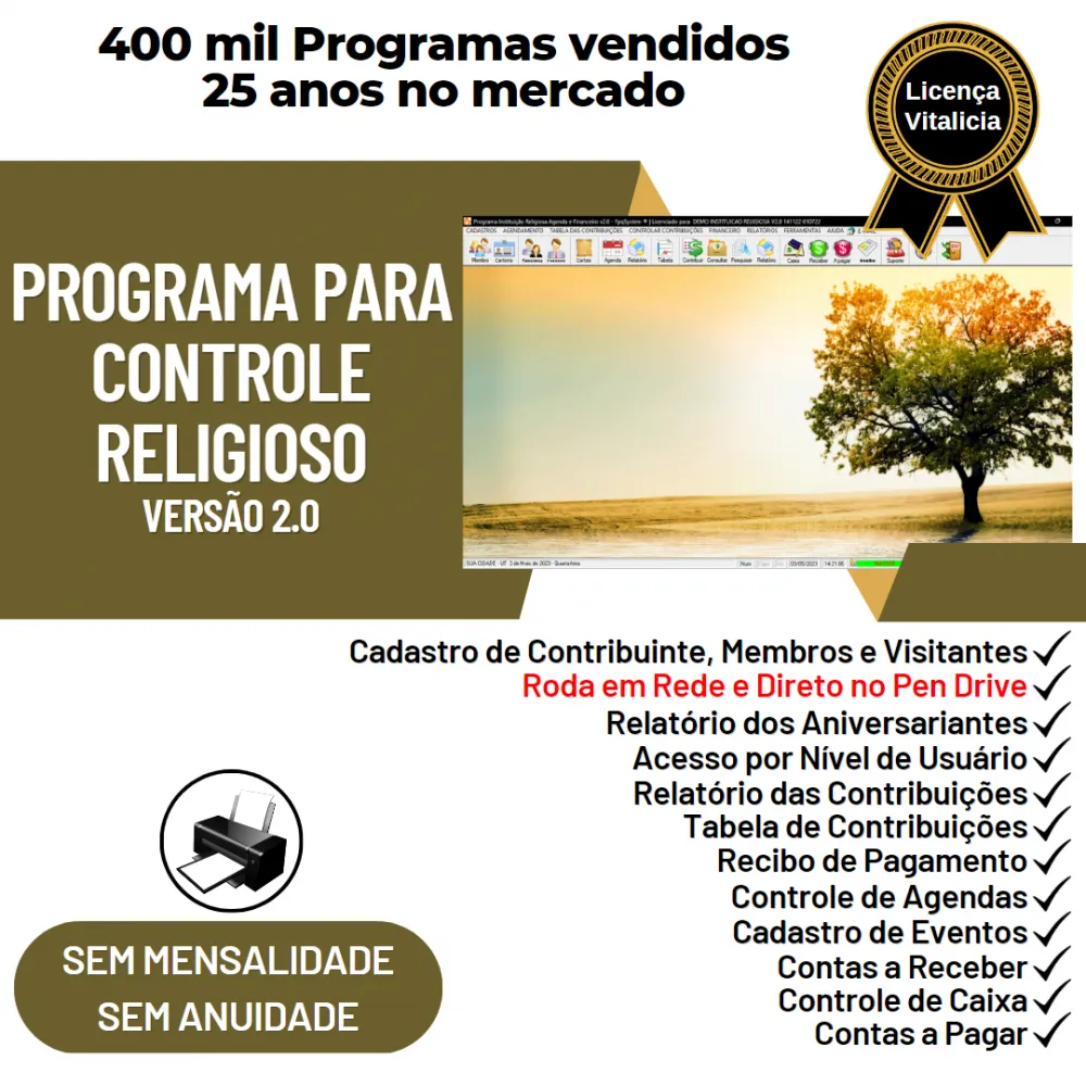 Programa para Controle Religioso com Financeiro v2.0