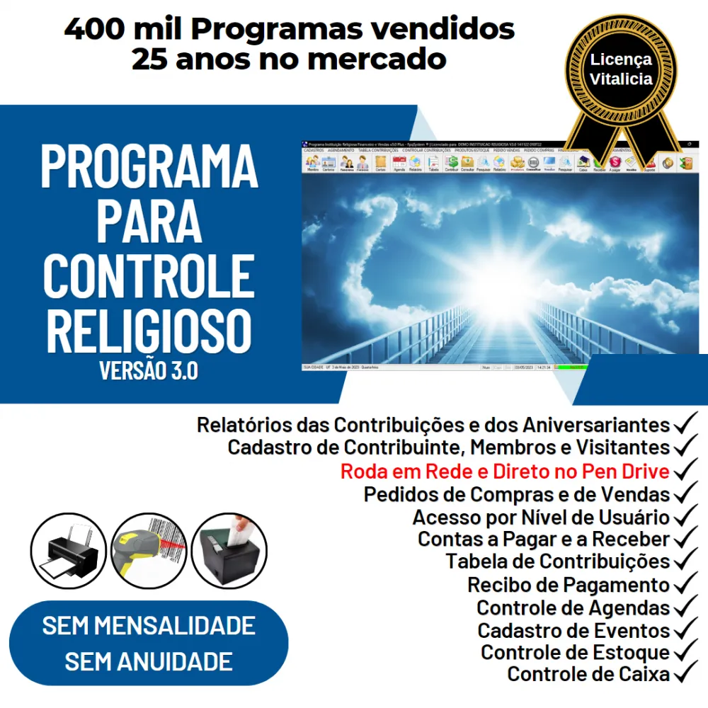 Programa para Controle Religioso com Financeiro v3.0
