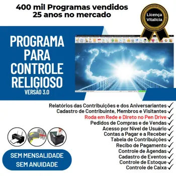 Programa para Controle Religioso com Financeiro v3.0