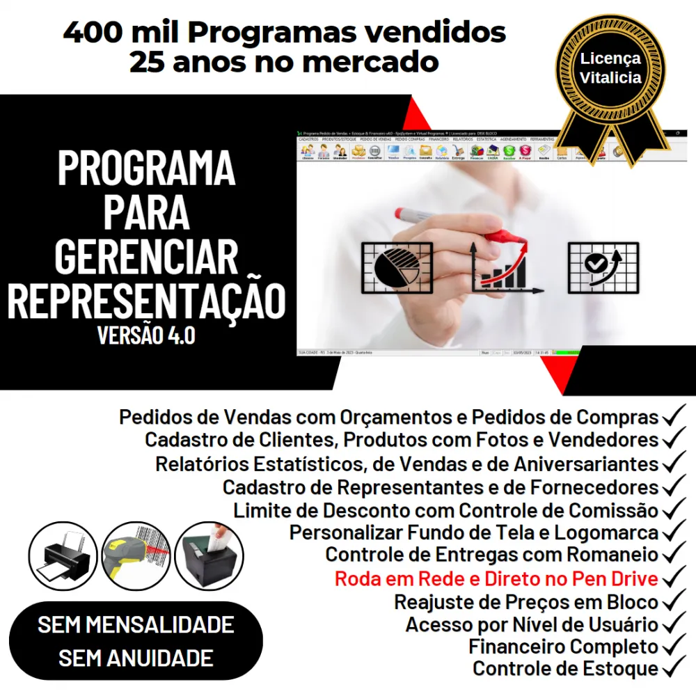 Programa para Gerenciar Representação, Pedido de Vendas e Financeiro v4.0 PLUS +