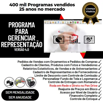 Programa para Gerenciar Representação, Pedido de Vendas e Financeiro v4.0 PLUS +