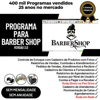 Programa BarberShop, Agendamento, Vendas e Financeiro v3.0