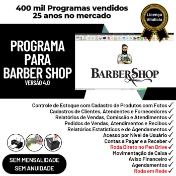 Programa BarberShop, Agendamento, Vendas e Financeiro v4.0 Plus