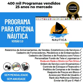Programa Ordem de Serviço para Oficina Nautica + Vendas, Financeiro e Agendamento v3.0 Plus