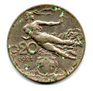 Itália - 1921 - 20 Centesimi