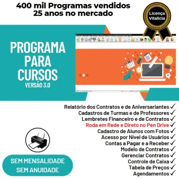 Programa para Cursos com Agendamento, Contrato e Financeiro v3.0 Plus