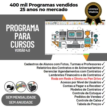 Programa para Cursos com Agendamento, Contrato, Financeiro e Vendas v4.0 Plus