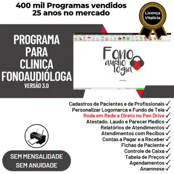 Programa Gerenciar Clinica Fonoaudióloga + Financeiro v3.0 Plus