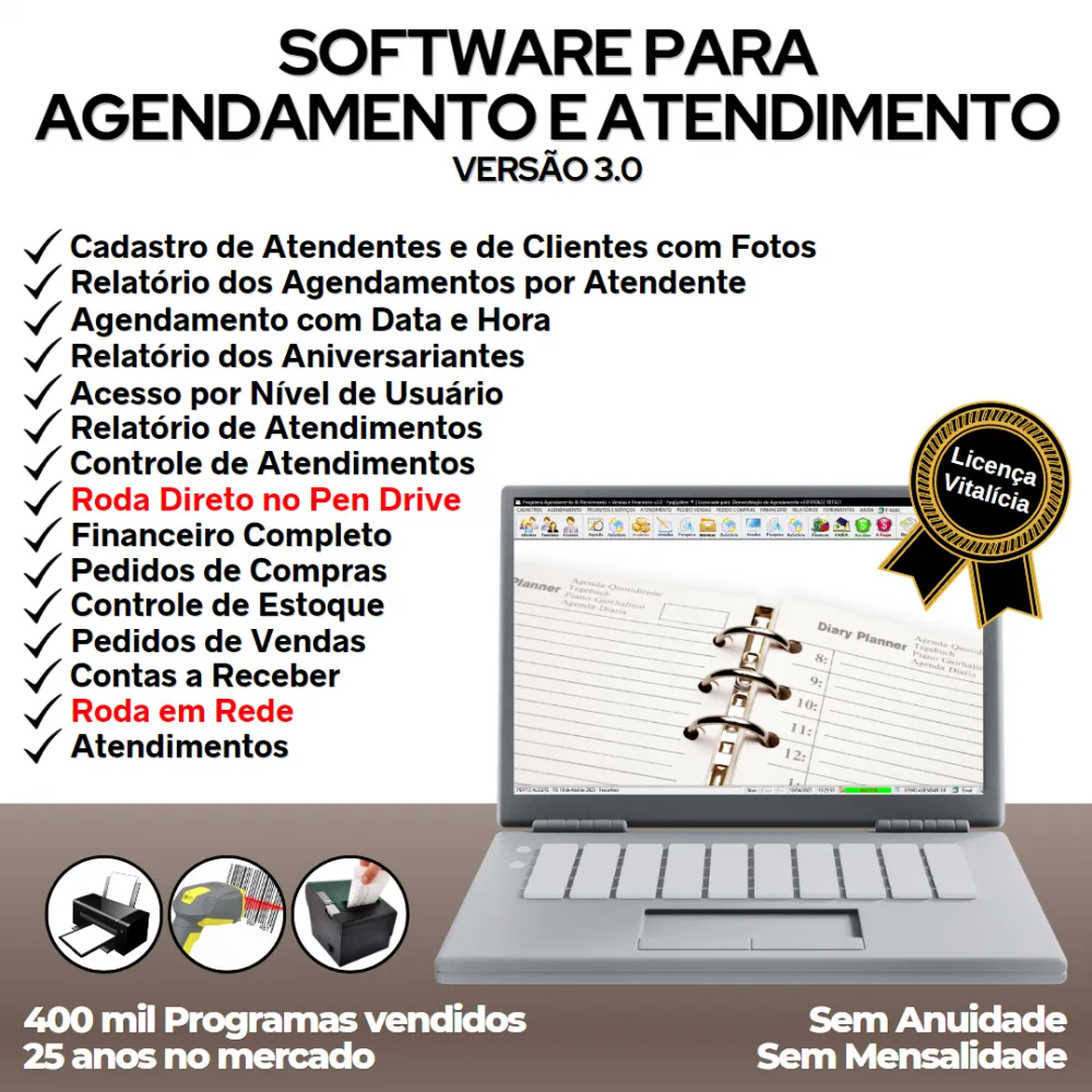 Software Agendamento, Vendas, Compras Atendimento e Financeiro v3.0