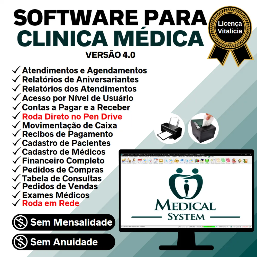 Software Consultório e Clinica Médica com Agendamento, Vendas e Financeiro v4.0