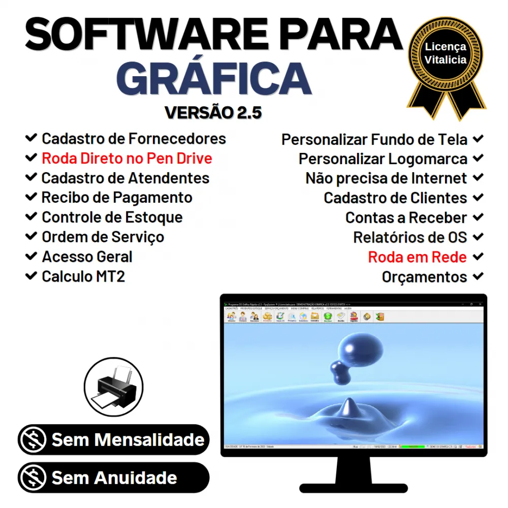 Software Sistema OS Gráfica Rápida com Produtos e Orçamentos v2.5