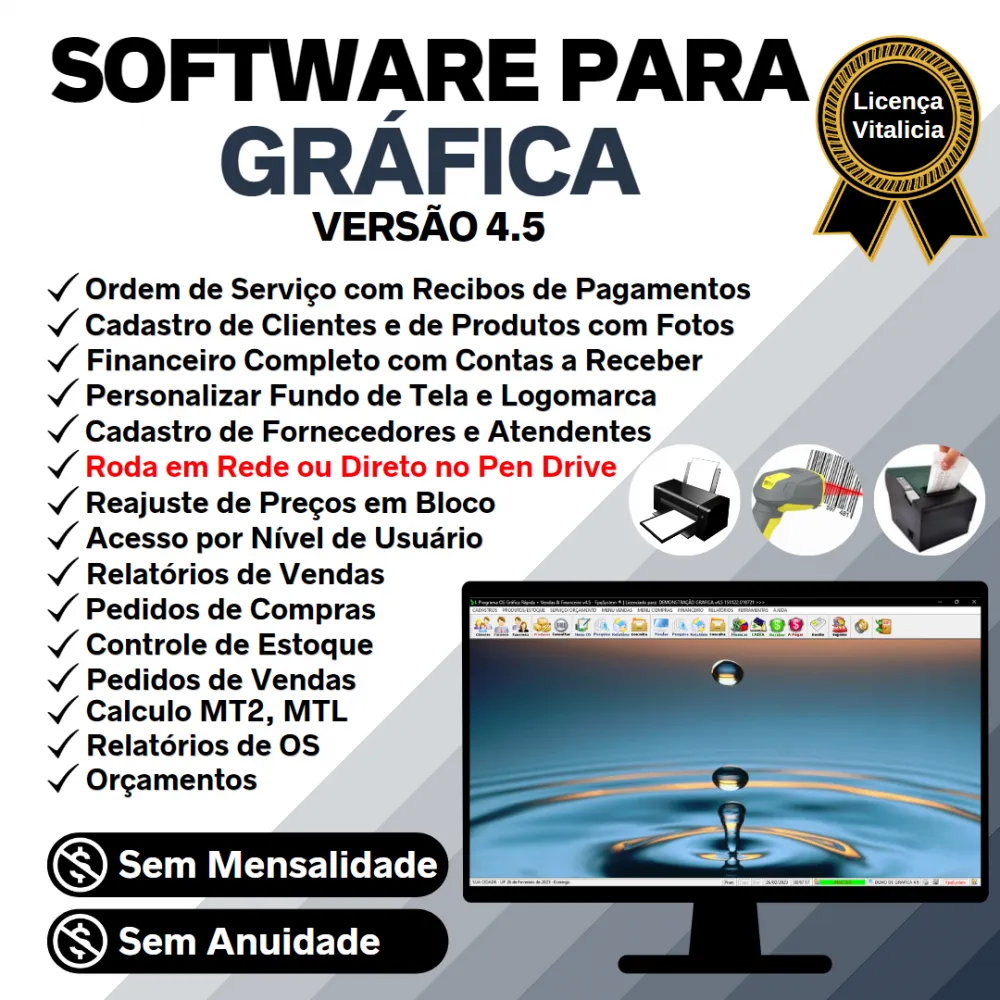 Software OS Gráfica Rápida, Vendas e Financeiro v4.5
