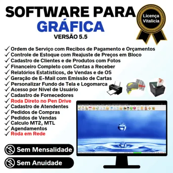 Software Ordem de Serviço Grafica Rapida, Vendas, Estoque, Financeiro e Estatistica v5.5 Plus