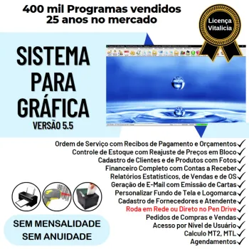 Sistema Ordem de Serviço Grafica Rapida, Vendas, Estoque, Financeiro e Estatistica v5.5 Plus