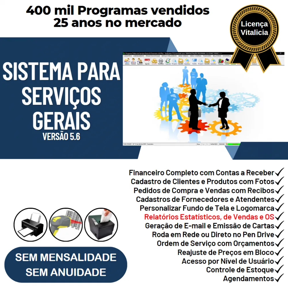 Sistema OS Serviços Gerais com Vendas, Financeiro e Estatistica v5.6 Plus