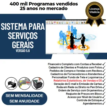 Sistema OS Serviços Gerais com Vendas, Financeiro e Estatistica v5.6 Plus