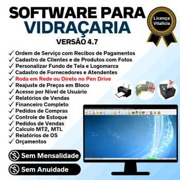 Software OS Vidraçaria e Esquadrias com Vendas e Financeiro v4.7