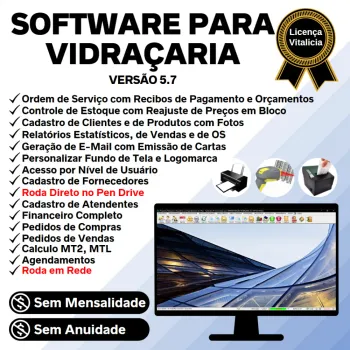 Software OS Vidraçaria e Esquadria com Vendas, Financeiro e Agendamento v5.7 Plus