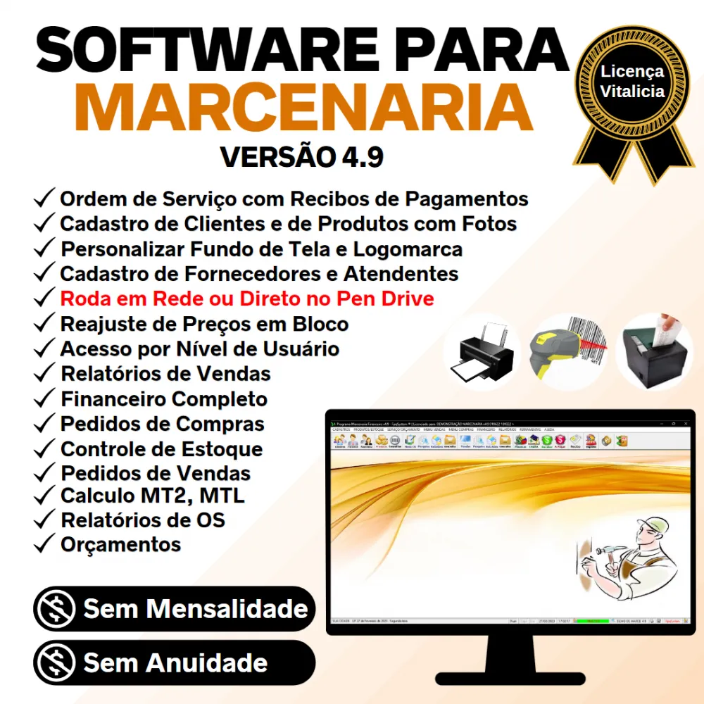 Software OS Marcenaria com Ordem de Serviço e Financeiro v4.9
