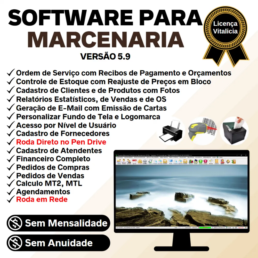 Software Ordem de Serviço Marcenaria com Vendas e Financeiro e Agendamento v5.9