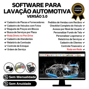 Software para Lavagem Automotiva com Ordem de Serviço, Vendas e Financeiro v3.0 Plus