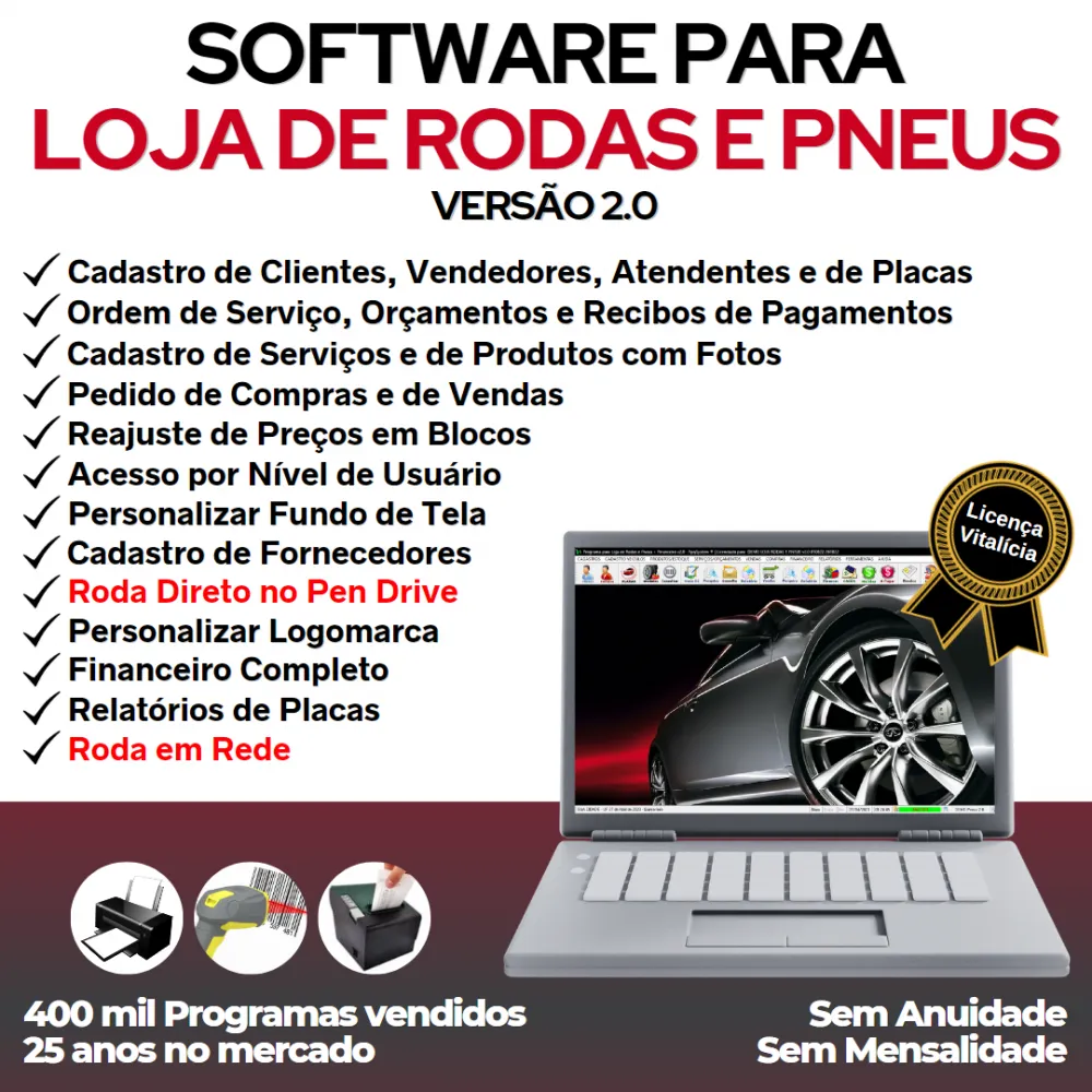 Software para Loja de Rodas e Pneus com Vendas, Estoque e Financeiro v2.0
