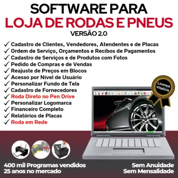 Software para Loja de Rodas e Pneus com Vendas, Estoque e Financeiro v2.0