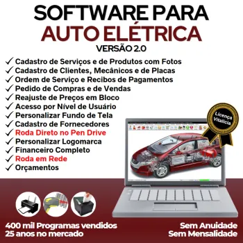Software  para Oficina de Auto Elétrica com Ordem de Serviço, Vendas com Financeiro v2.0