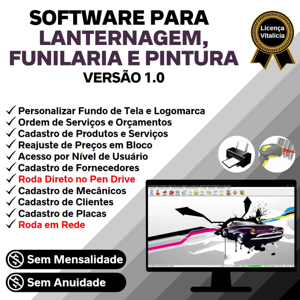 Software para Lanternagem, Funilaria, Pintura e Serviços v1.0