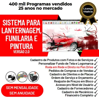 Sistema para Lanternagem, Funilaria, Pintura e Serviços com Financeiro v2.0