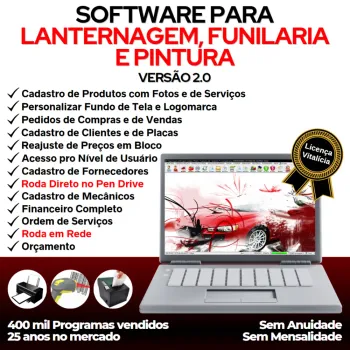 Software para Lanternagem, Funilaria, Pintura e Serviços com Financeiro v2.0