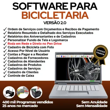 Software para Loja de Bicicletaria com Serviços, Vendas, Estoque e Financeiro v2.0