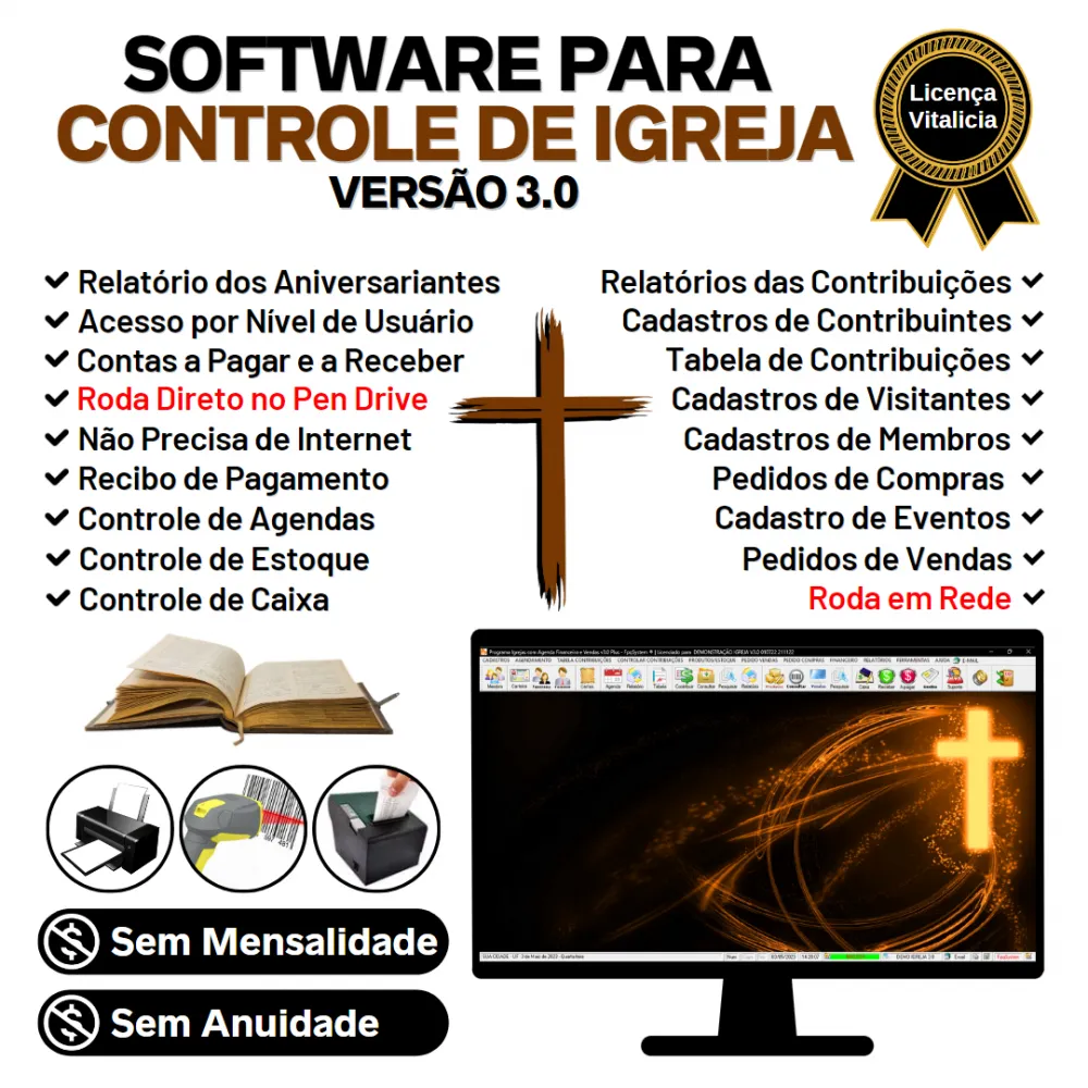 Software para Controle de Igrejas com Financeiro v3.0 Plus