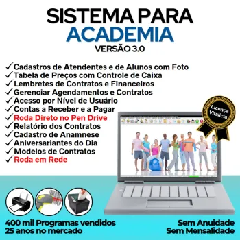 Sistema para Academia com Agendamento, Contrato e Financeiro v3.0 Plus