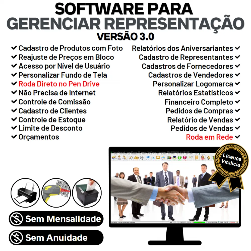 Software para Gerenciar Representação, Pedido de Vendas e Financeiro v3.0 PLUS