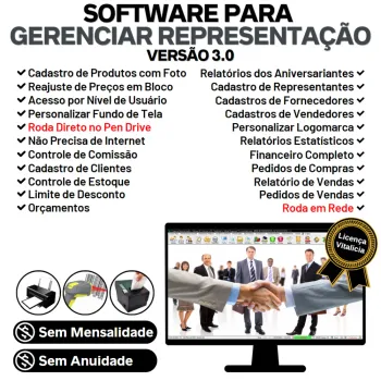 Software para Gerenciar Representação, Pedido de Vendas e Financeiro v3.0 PLUS