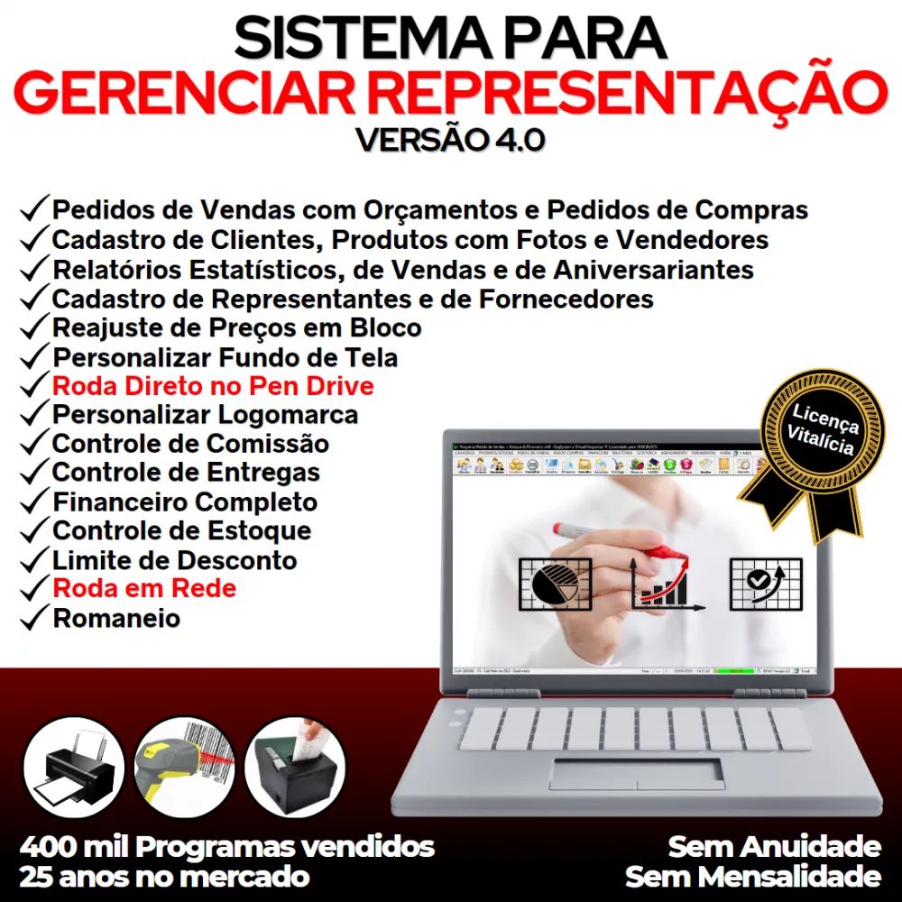 Sistema para Gerenciar Representação, Pedido de Vendas e Financeiro v4.0 PLUS +