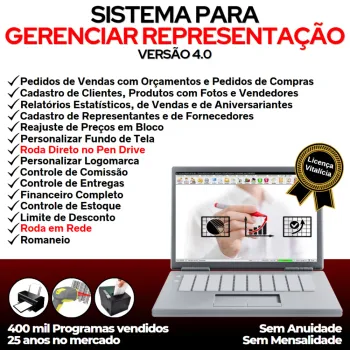 Sistema para Gerenciar Representação, Pedido de Vendas e Financeiro v4.0 PLUS +
