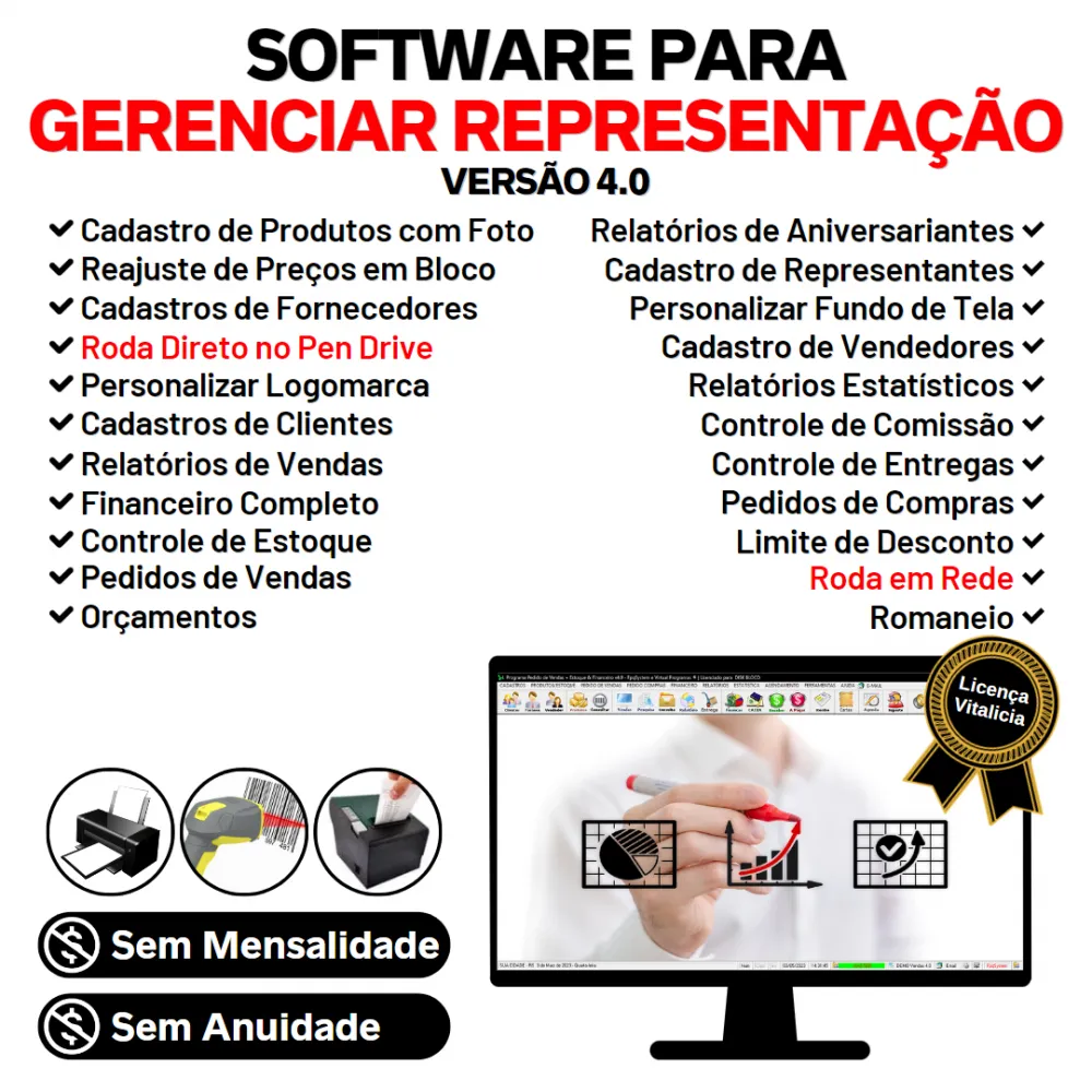 Software para Gerenciar Representação, Pedido de Vendas e Financeiro v4.0 PLUS +