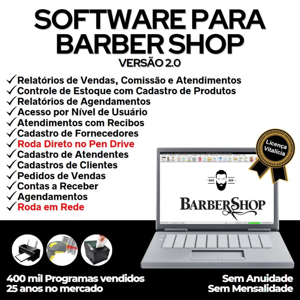 Software BarberShop, Agendamento, Vendas e v2.0