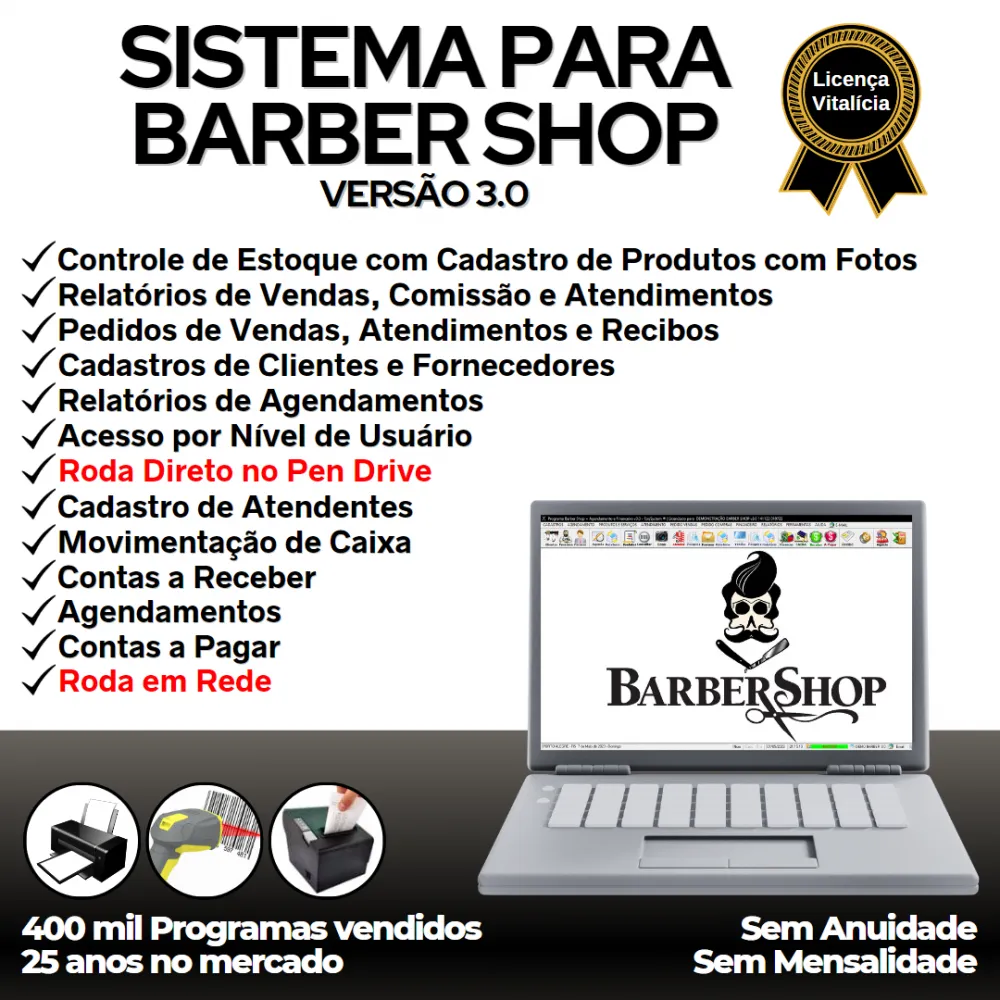 Sistema BarberShop, Agendamento, Vendas e Financeiro v3.0