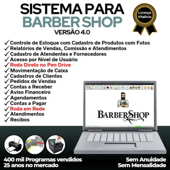 Sistema BarberShop, Agendamento, Vendas e Financeiro v4.0 Plus