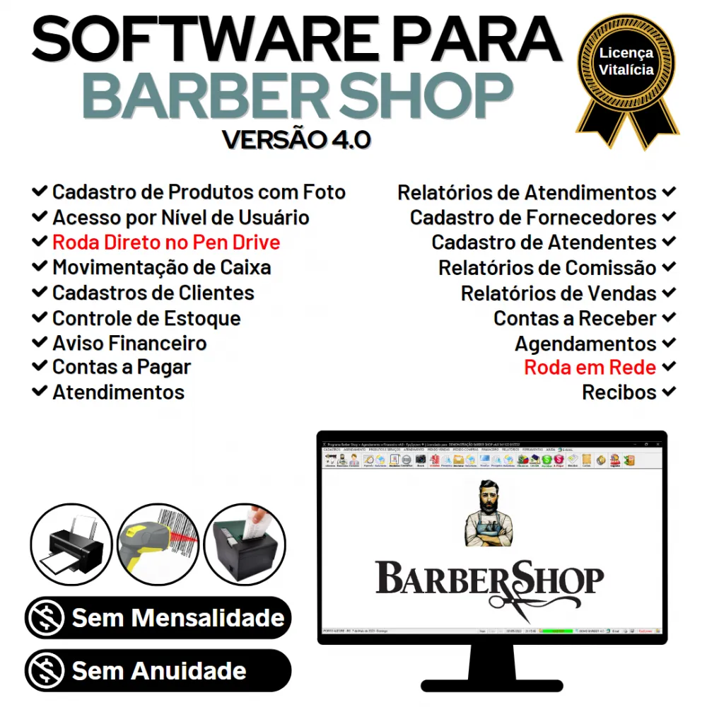 Software BarberShop, Agendamento, Vendas e Financeiro v4.0 Plus