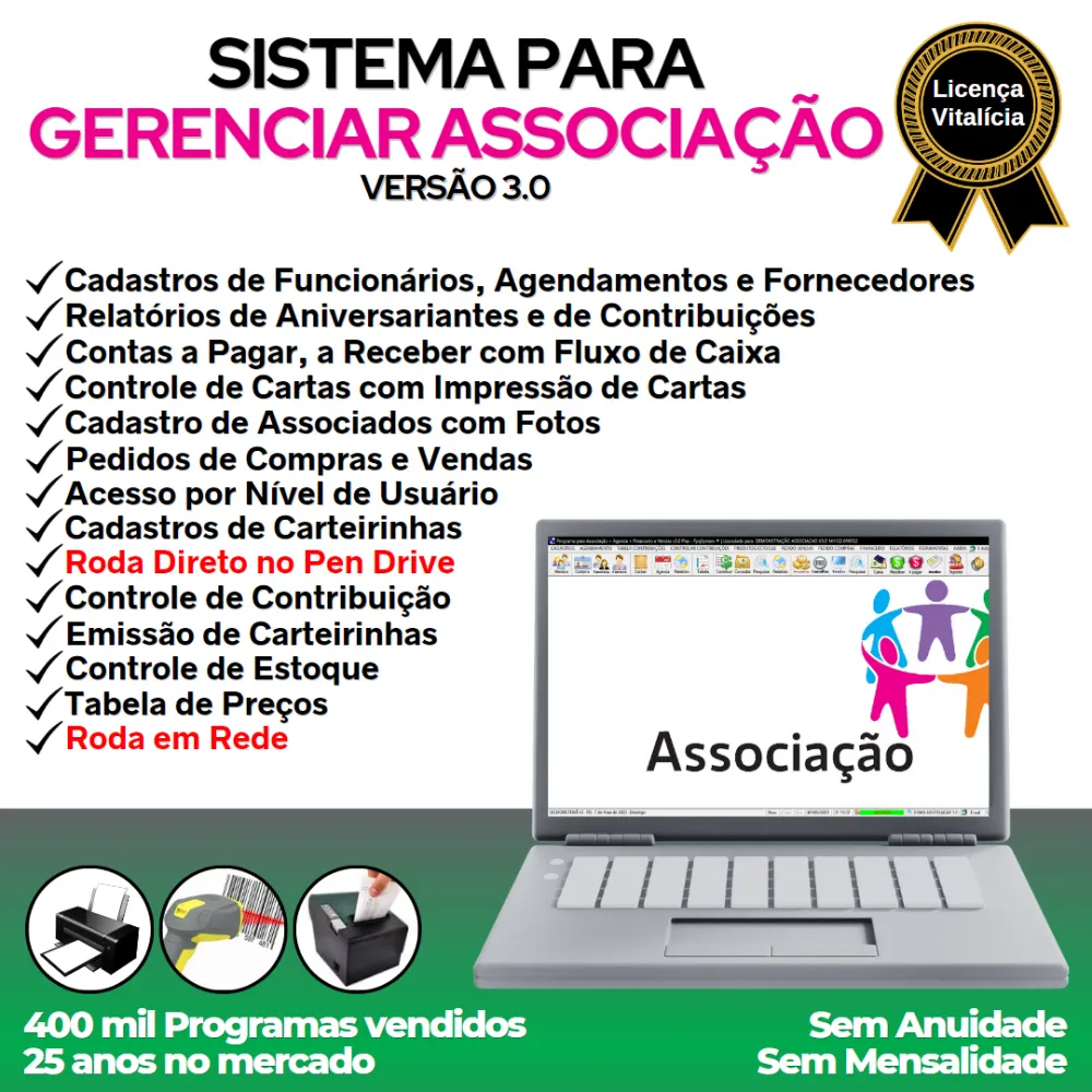 Sistema para Gerenciar Associação, Agendamento + Vendas e Financeiro v3.0 Plus
