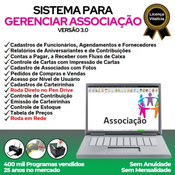 Sistema para Gerenciar Associação, Agendamento + Vendas e Financeiro v3.0 Plus