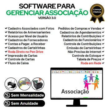 Software para Gerenciar Associação, Agendamento + Vendas e Financeiro v3.0 Plus