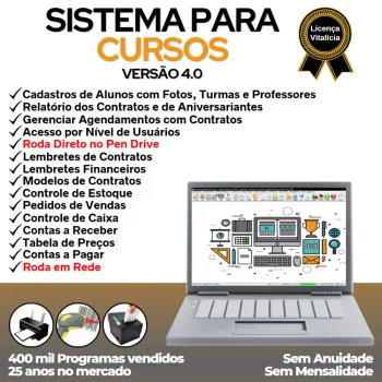 Sistema para Cursos com Agendamento, Contrato, Financeiro e Vendas v4.0 Plus