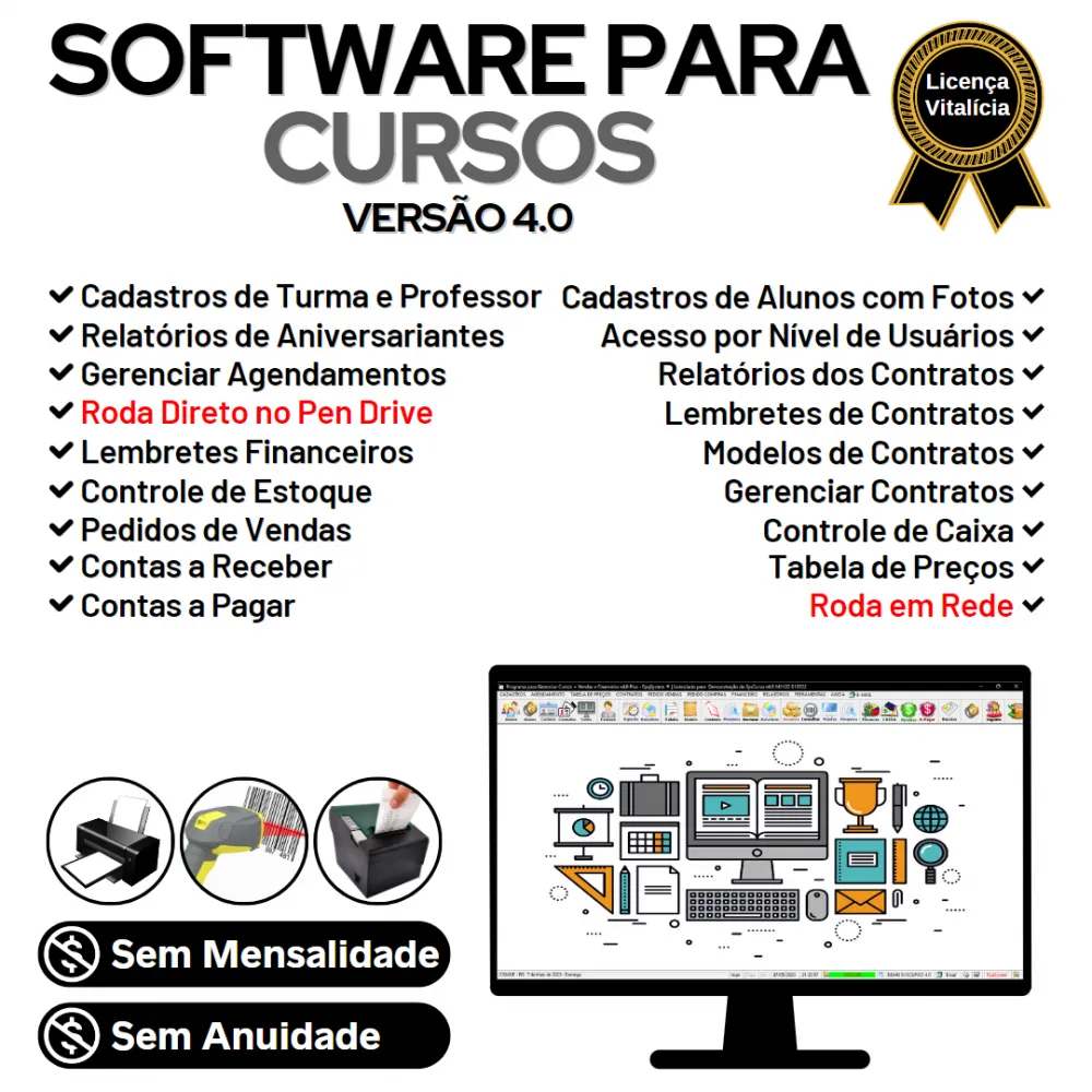 Software para Cursos com Agendamento, Contrato, Financeiro e Vendas v4.0 Plus