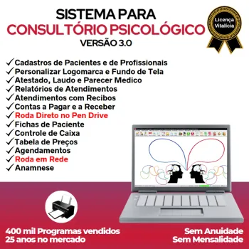 Sistema Gerenciar Consultório Psicológico + Financeiro v3.0 Plus