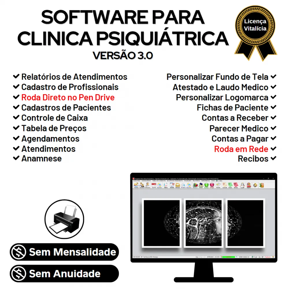 Software Gerenciar Clinica Psiquiatrica + Financeiro v3.0 Plus